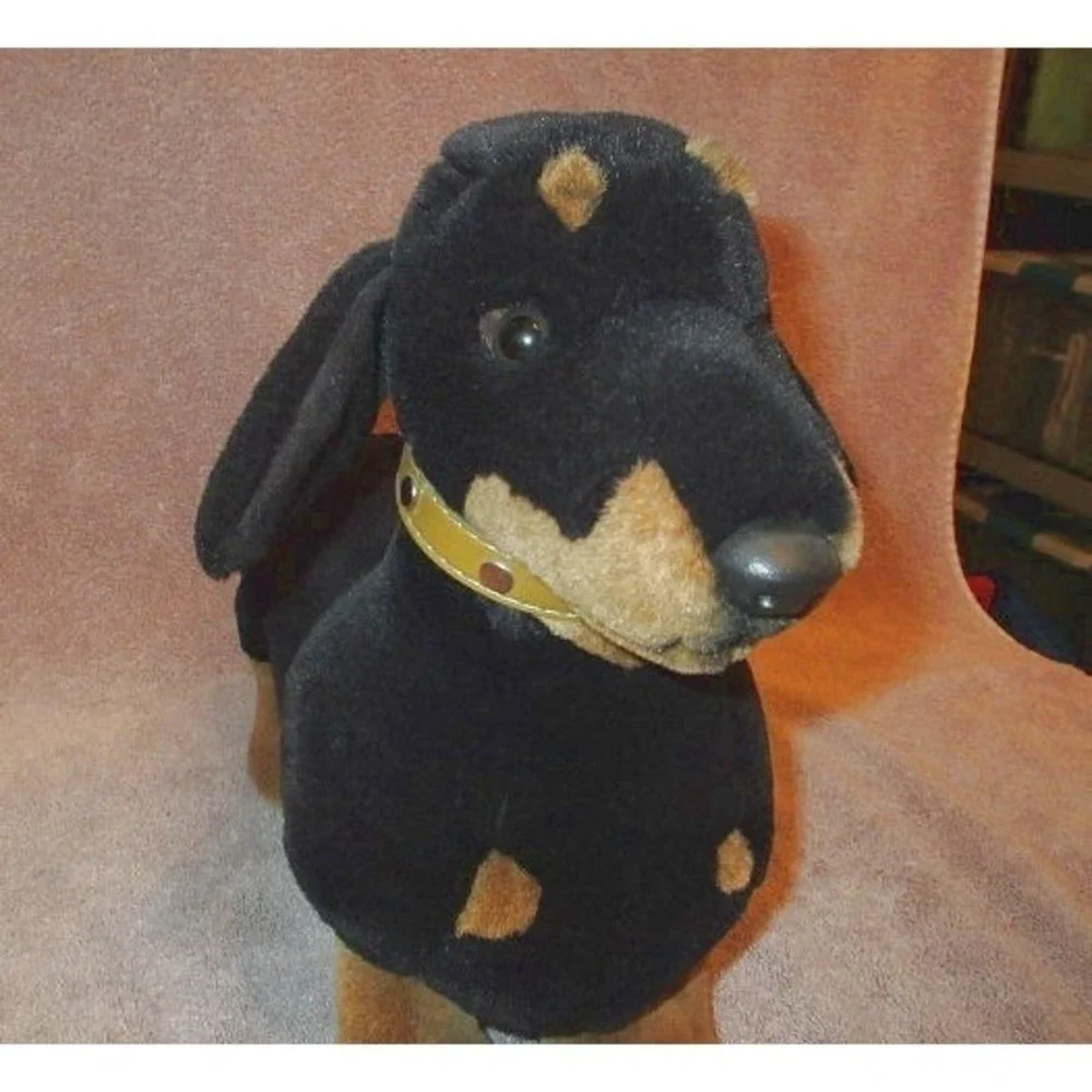 Vtg Ganz Dachshund Dog Plush Stuffed Animal Wiener Sausage Doxie Badger 18